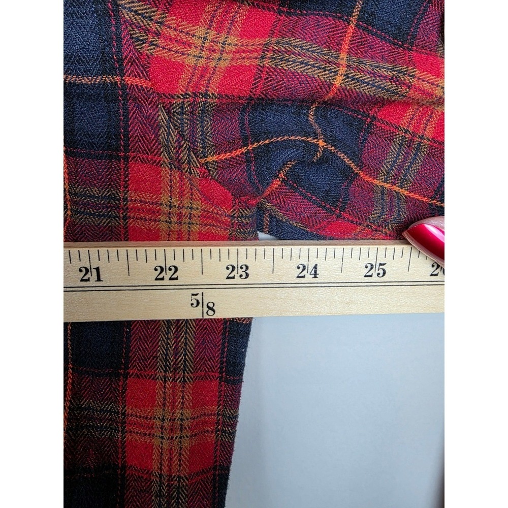 Celtic Ranchwear Shirt Mens L Red Navy Plaid Grandfather Long Sleeve Relaxed Fit - Picture 6 of 7